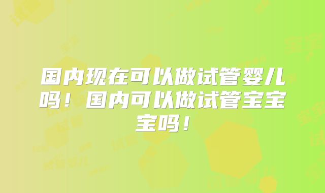 国内现在可以做试管婴儿吗！国内可以做试管宝宝宝吗！