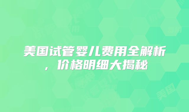 美国试管婴儿费用全解析，价格明细大揭秘