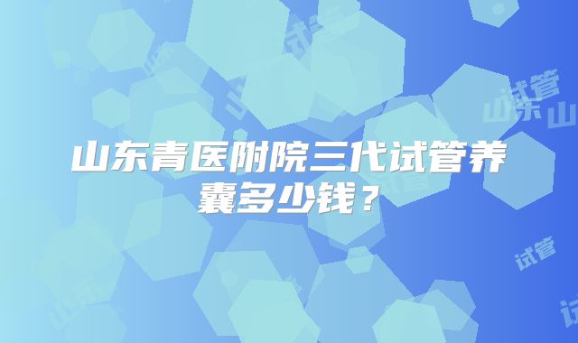 山东青医附院三代试管养囊多少钱？