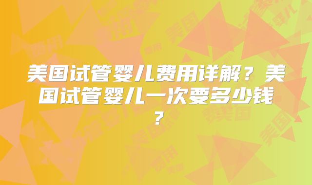 美国试管婴儿费用详解？美国试管婴儿一次要多少钱？