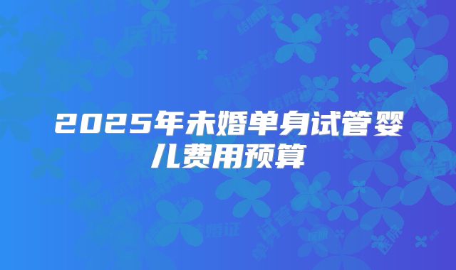 2025年未婚单身试管婴儿费用预算