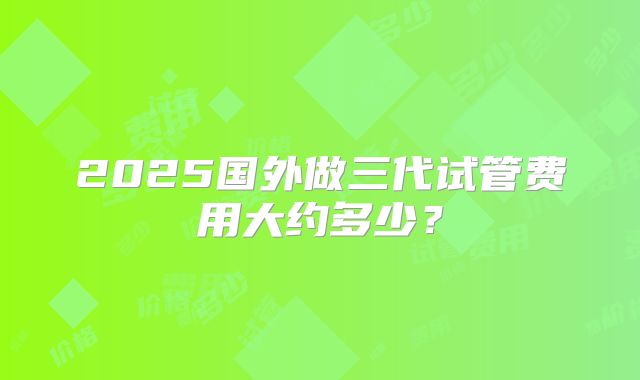 2025国外做三代试管费用大约多少？