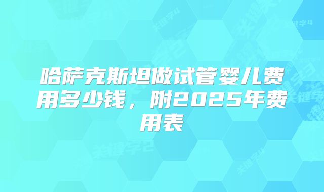 哈萨克斯坦做试管婴儿费用多少钱，附2025年费用表