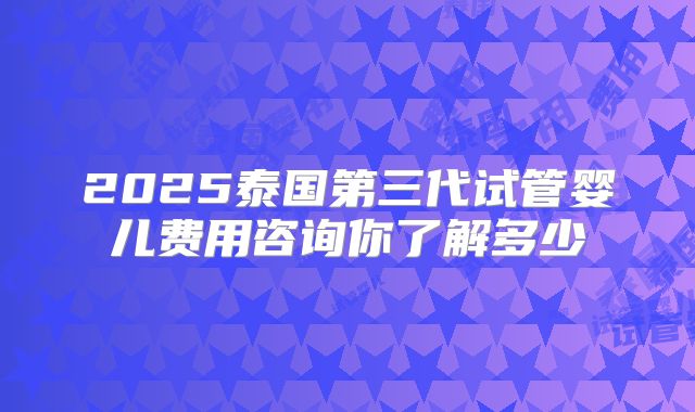 2025泰国第三代试管婴儿费用咨询你了解多少