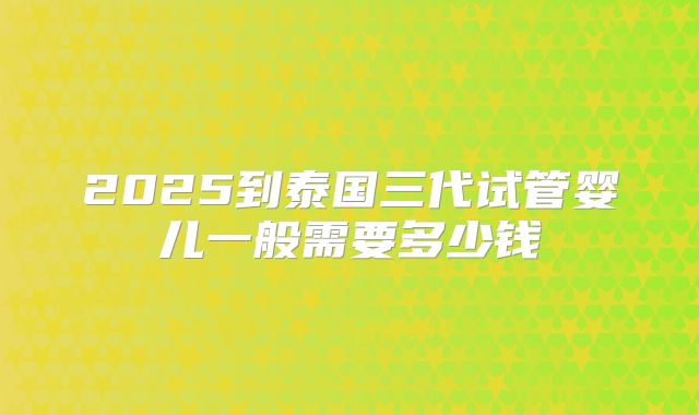 2025到泰国三代试管婴儿一般需要多少钱