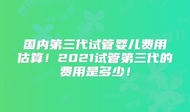 国内第三代试管婴儿费用估算！2021试管第三代的费用是多少！