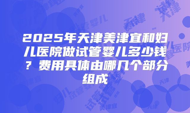 2025年天津美津宜和妇儿医院做试管婴儿多少钱？费用具体由哪几个部分组成