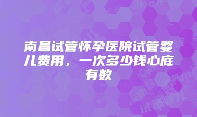 南昌试管怀孕医院试管婴儿费用,一次多少钱心底有数