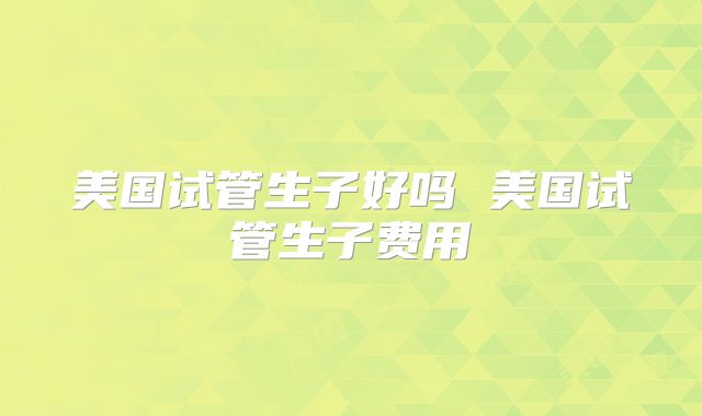 美国试管生子好吗 美国试管生子费用