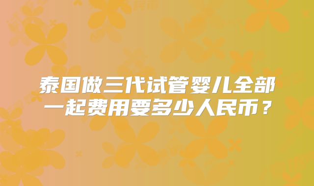 泰国做三代试管婴儿全部一起费用要多少人民币？