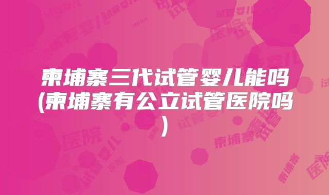 柬埔寨三代试管婴儿能吗(柬埔寨有公立试管医院吗)