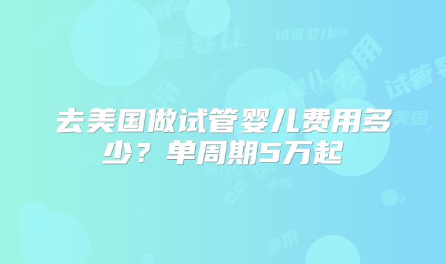 去美国做试管婴儿费用多少？单周期5万起