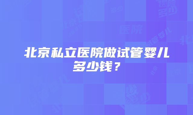 北京私立医院做试管婴儿多少钱？