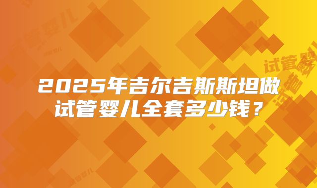 2025年吉尔吉斯斯坦做试管婴儿全套多少钱？