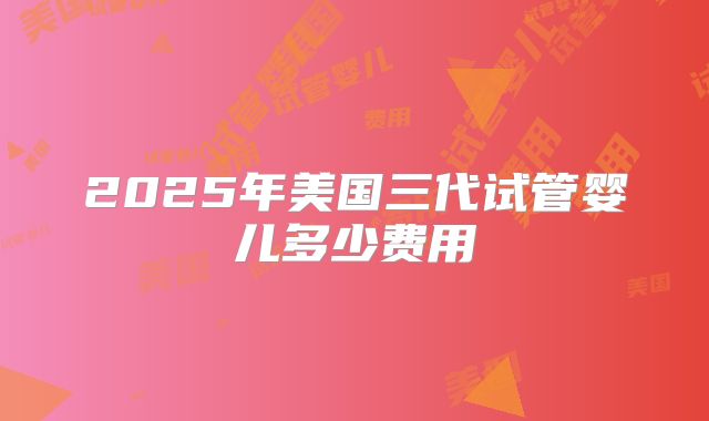 2025年美国三代试管婴儿多少费用