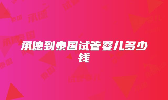 承德到泰国试管婴儿多少钱