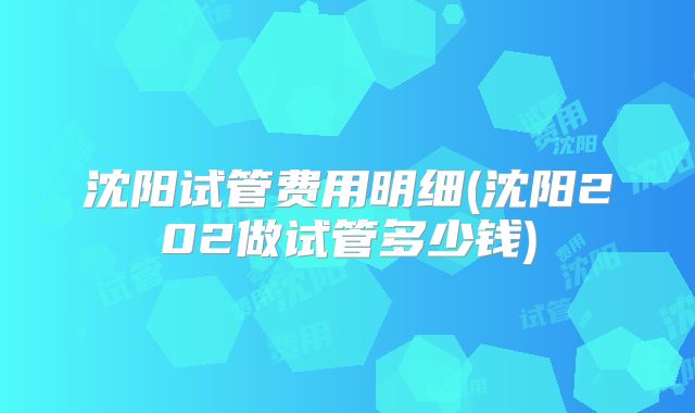 沈阳试管费用明细(沈阳202做试管多少钱)