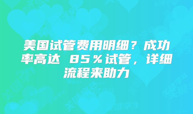 美国试管费用明细？成功率高达 85％试管，详细流程来助力