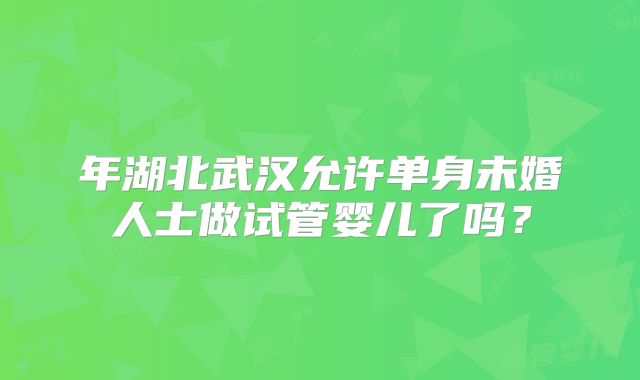 年湖北武汉允许单身未婚人士做试管婴儿了吗？