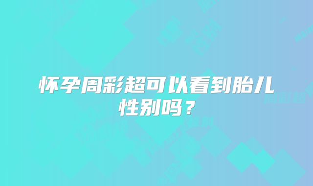 怀孕周彩超可以看到胎儿性别吗?