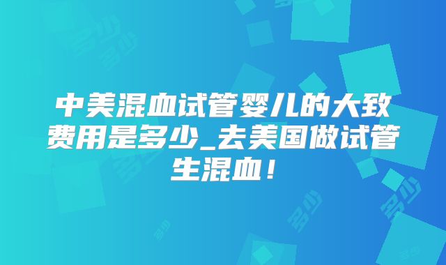 中美混血试管婴儿的大致费用是多少_去美国做试管生混血！