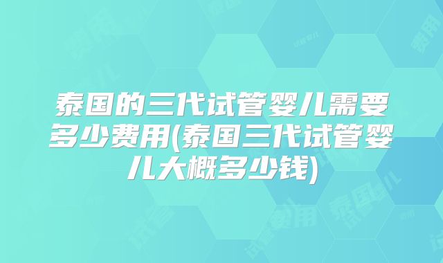 泰国的三代试管婴儿需要多少费用(泰国三代试管婴儿大概多少钱)