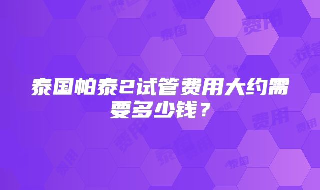 泰国帕泰2试管费用大约需要多少钱？