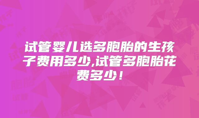 试管婴儿选多胞胎的生孩子费用多少,试管多胞胎花费多少！
