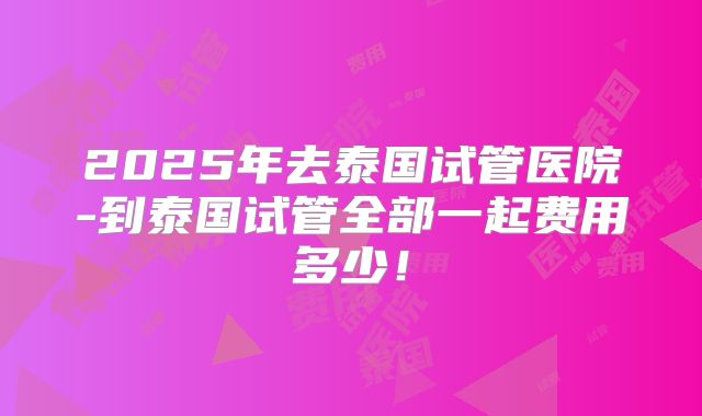 2025年去泰国试管医院-到泰国试管全部一起费用多少！