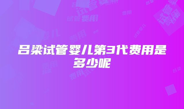 吕梁试管婴儿第3代费用是多少呢