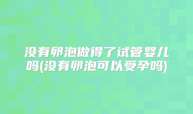 没有卵泡做得了试管婴儿吗(没有卵泡可以受孕吗)