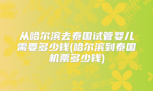 从哈尔滨去泰国试管婴儿需要多少钱(哈尔滨到泰国机票多少钱)