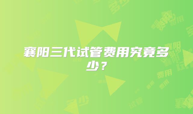 襄阳三代试管费用究竟多少？
