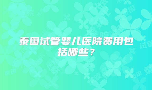 泰国试管婴儿医院费用包括哪些?