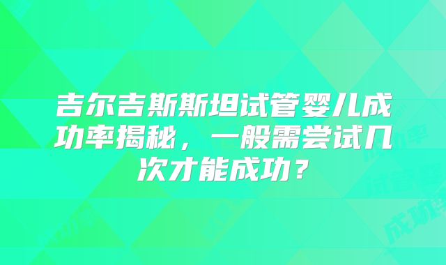 吉尔吉斯斯坦试管婴儿成功率揭秘，一般需尝试几次才能成功？