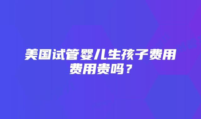 美国试管婴儿生孩子费用费用贵吗？