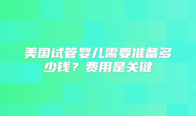 美国试管婴儿需要准备多少钱？费用是关键