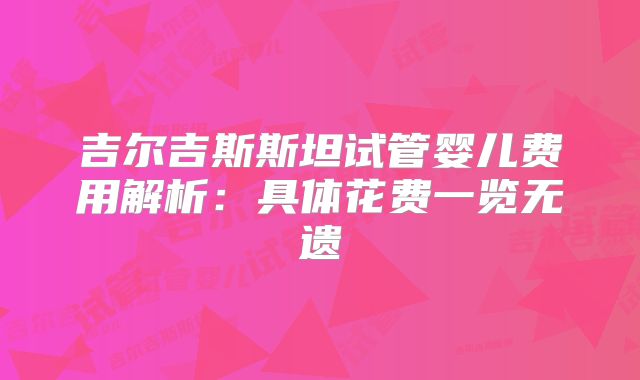 吉尔吉斯斯坦试管婴儿费用解析：具体花费一览无遗