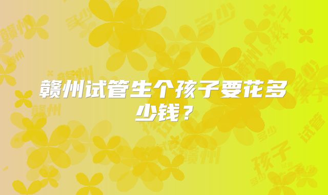 赣州试管生个孩子要花多少钱？