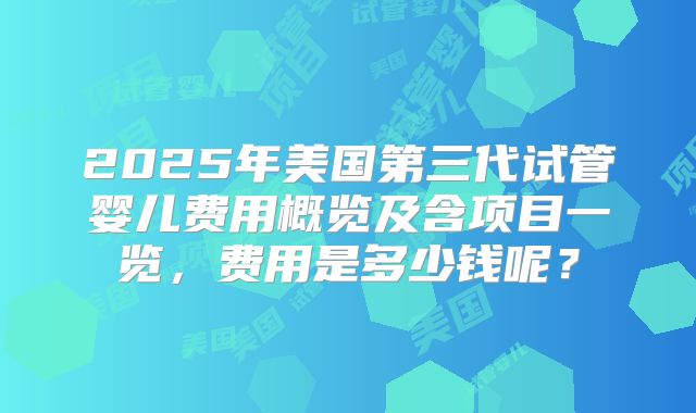 2025年美国第三代试管婴儿费用概览及含项目一览，费用是多少钱呢？