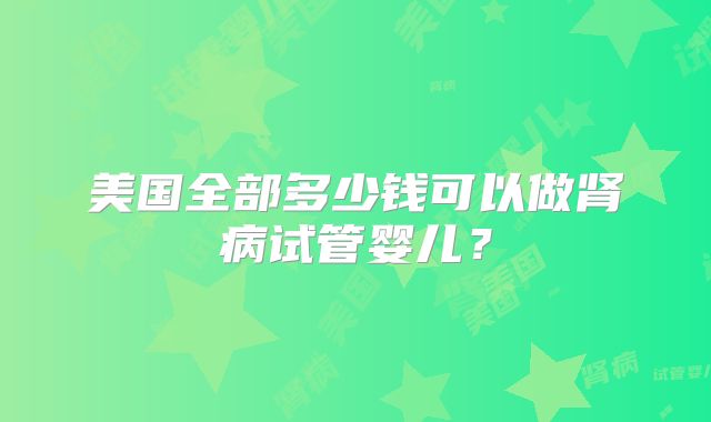 美国全部多少钱可以做肾病试管婴儿？