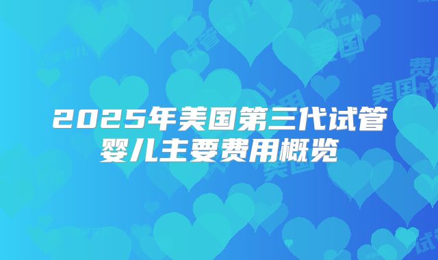 2025年美国第三代试管婴儿主要费用概览