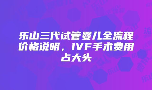 乐山三代试管婴儿全流程价格说明，IVF手术费用占大头