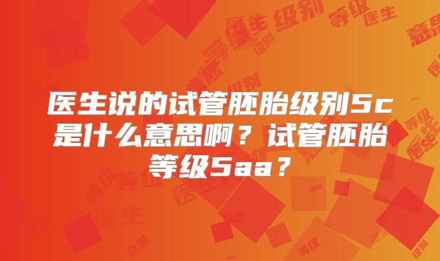 医生说的试管胚胎级别5c是什么意思啊？试管胚胎等级5aa？