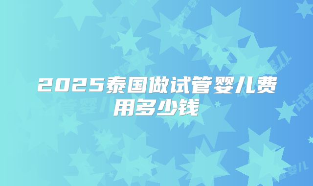 2025泰国做试管婴儿费用多少钱