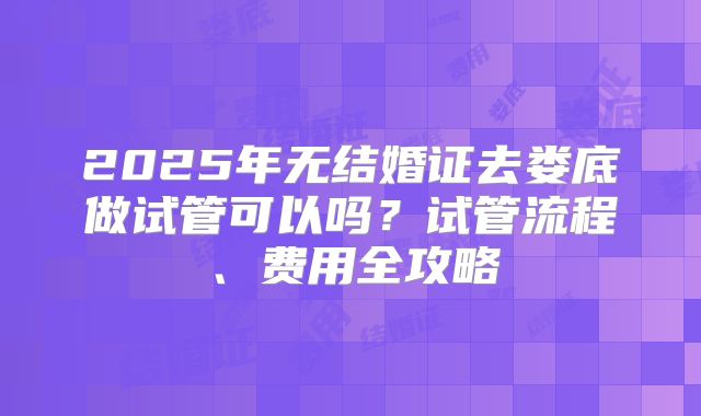 2025年无结婚证去娄底做试管可以吗？试管流程、费用全攻略