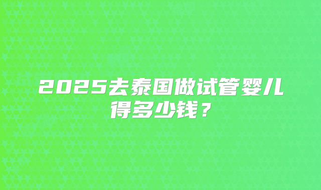 2025去泰国做试管婴儿得多少钱？