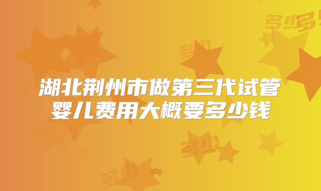 湖北荆州市做第三代试管婴儿费用大概要多少钱