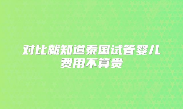 对比就知道泰国试管婴儿费用不算贵