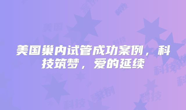 美国巢内试管成功案例，科技筑梦，爱的延续
